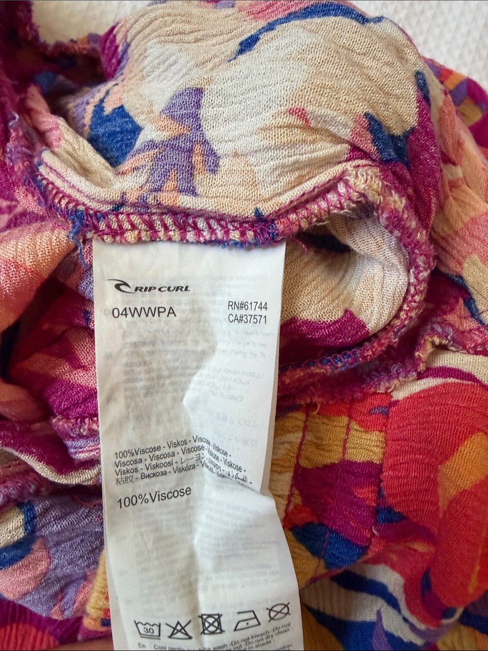 Rip Curl Colorful Floral pants in Fuchsia, Yellow & Blue size L - Picture 6 of 9